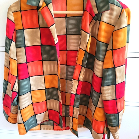 Button shirt colourful block NO IRON NEEDED - Picture 2 of 8